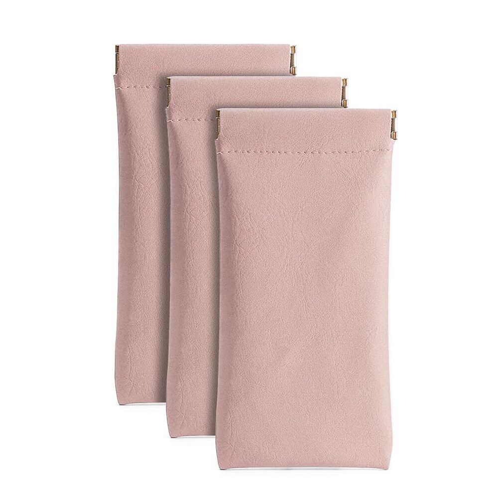 7269 3 Pack Leather Eyeglasses Cases PU Soft Sunglasses Pouch Squeeze Top